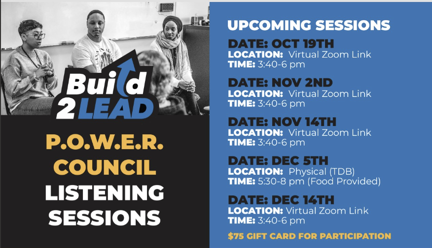 Flyer for upcoming Build2Lead listening sessions